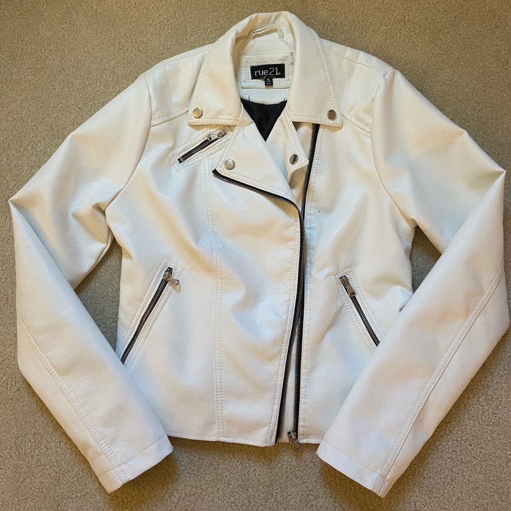 White faux leather jacket